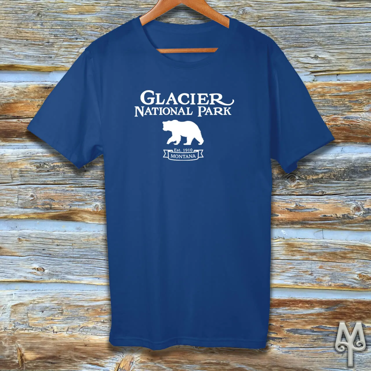 Glacier National Park, white logo t-shirt