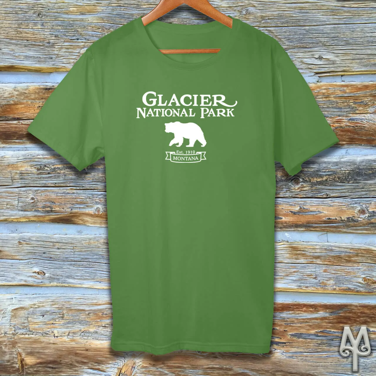 Glacier National Park, white logo t-shirt