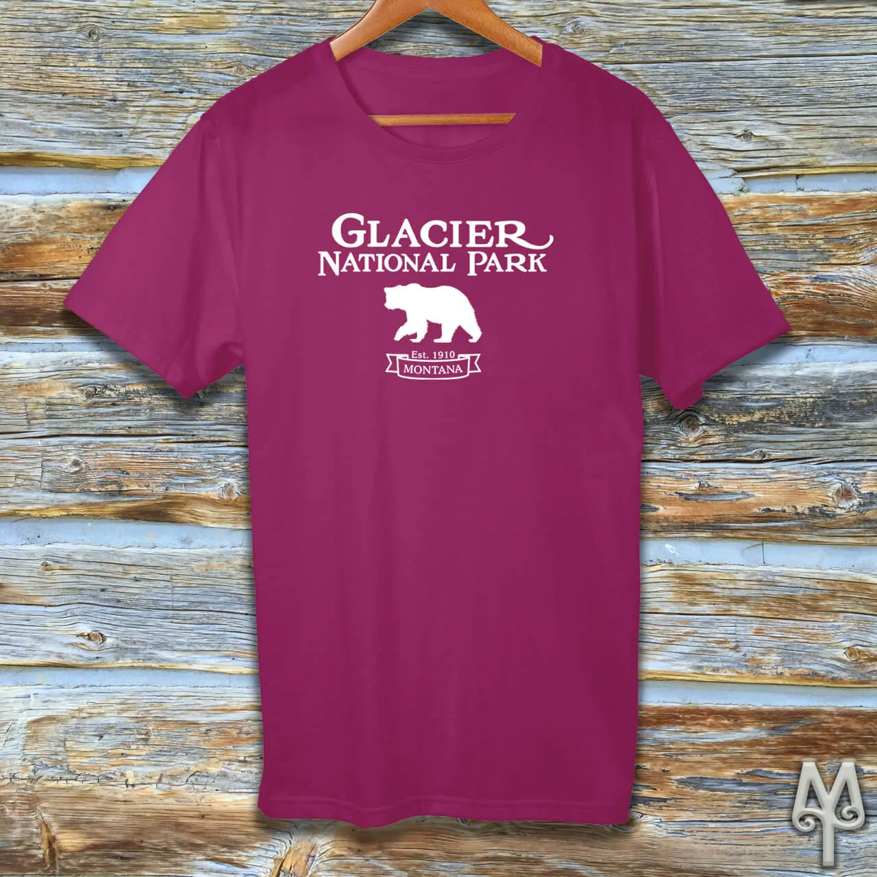 Glacier National Park, white logo t-shirt