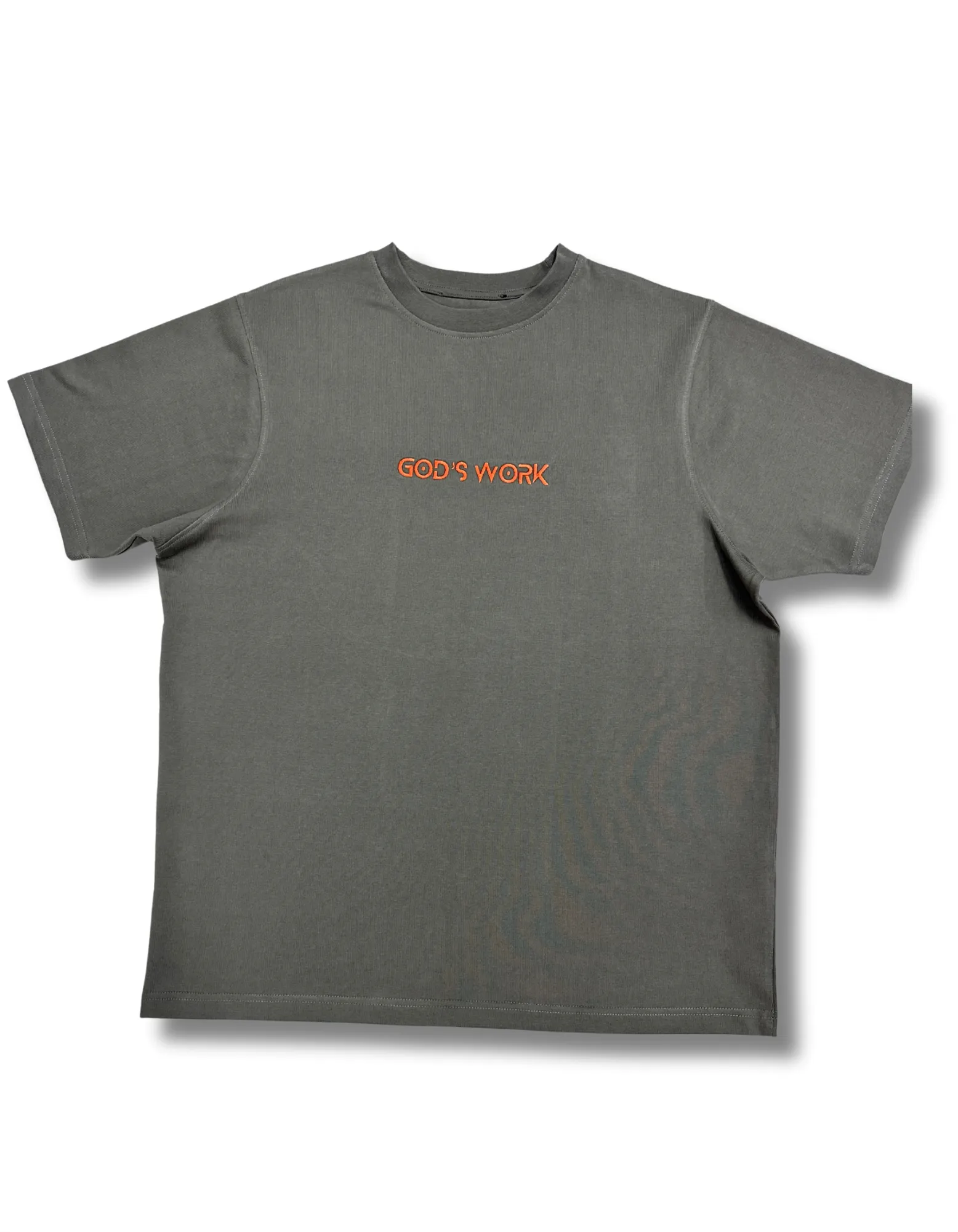 God's Work- (embroidered) Premium Heavyweight T-shirt (olive/orange)
