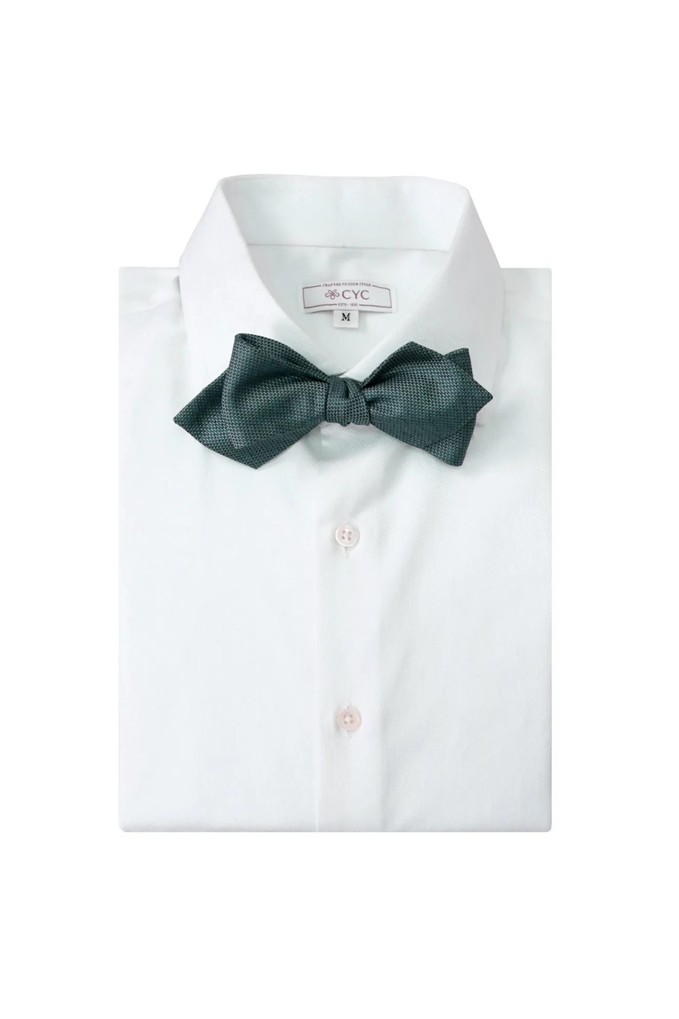 Green Textured Pointed Bow Tie