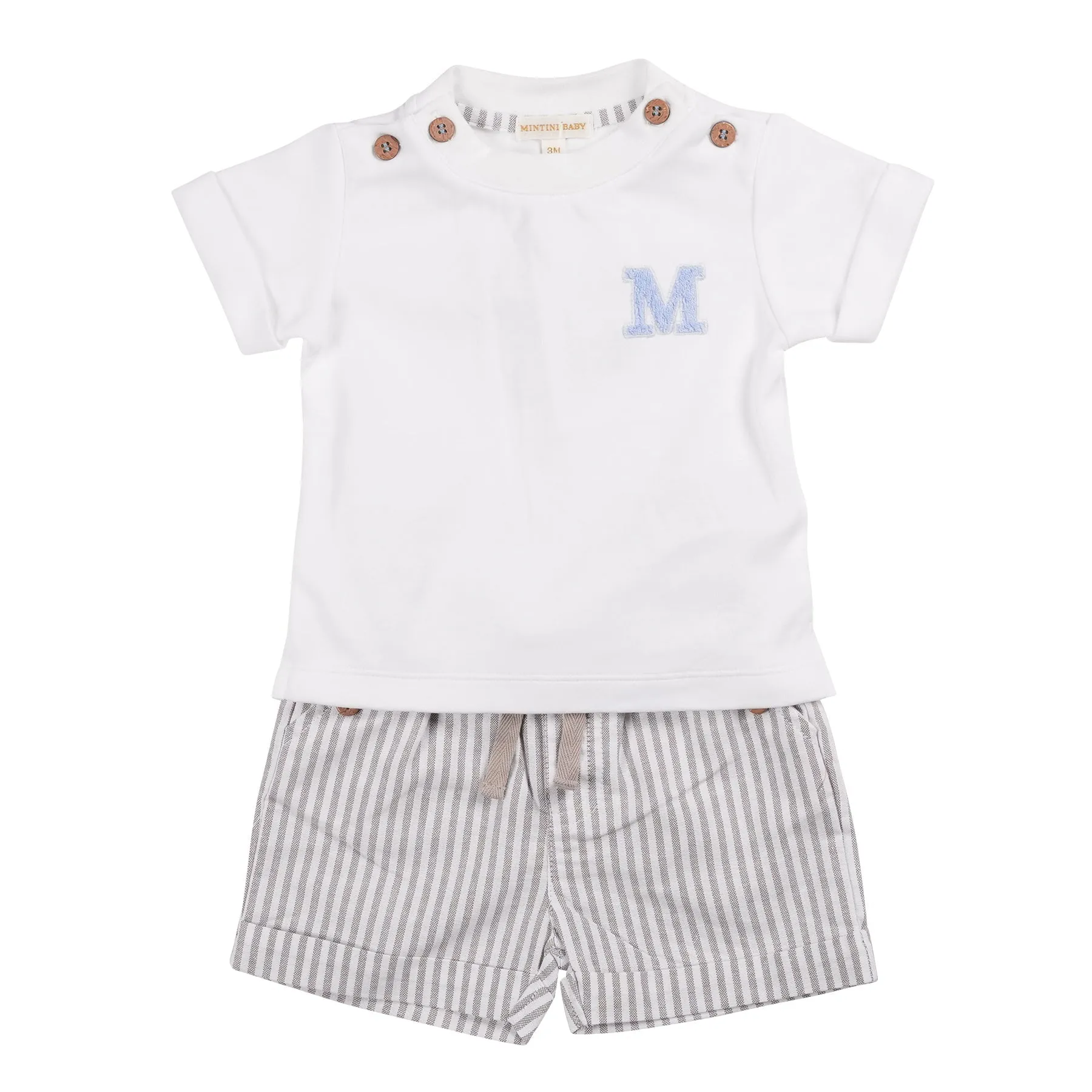 Greige Pinstripe T-Shirt & Short Set