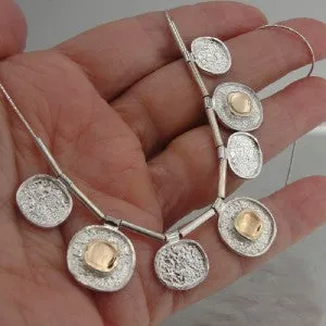 Hadar Designers 9k Yellow Gold Sterling Silver Necklace Handmade  (I n834) SALE