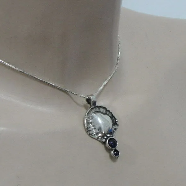 Hadar Designers Black Onyx Pendant 925 Sterling Silver Handmade Art (H