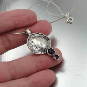Hadar Designers Black Onyx Pendant 925 Sterling Silver Handmade Art (H