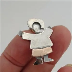 Hadar Designers Brooch Pin 9k Yellow Gold 925 Sterling Silver Handmade (H) LAST