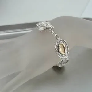 Hadar Designers Handmade 9k Yellow Gold 925 Sterling Silver Bracelet (I b162b)