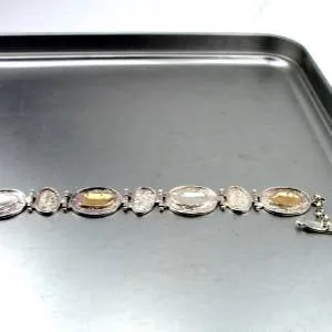 Hadar Designers Handmade 9k Yellow Gold 925 Sterling Silver Bracelet (I b162b)