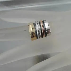 Hadar Designers Handmade Heavy Swivel 9k Gold 925 Silver Ring 7,7.5,10.5,11(I r)Y