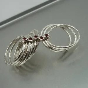 Hadar Designers Handmade Red Garnet 925 Silver Multi Ring 6,7,8,9 (I r416s)