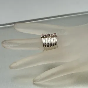Hadar Designers Handmade Red Garnet 925 Silver Multi Ring 6,7,8,9 (I r416s)