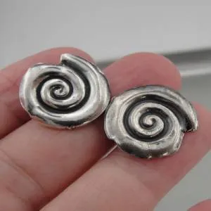 Hadar Designers Handmade Spiral 925 Sterling Silver Stud Post Earrings (H) SALE