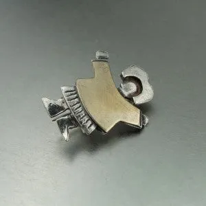 Hadar Designers9k Yellow Gold 925 Sterling Silver Brooch Pin  Israel Handmade (H) SALE