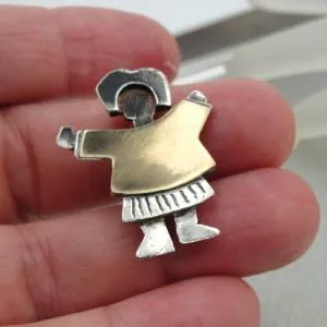 Hadar Designers9k Yellow Gold 925 Sterling Silver Brooch Pin  Israel Handmade (H) SALE