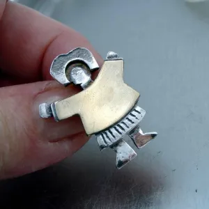 Hadar Designers9k Yellow Gold 925 Sterling Silver Brooch Pin  Israel Handmade (H) SALE