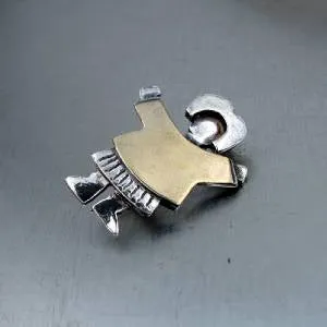 Hadar Designers9k Yellow Gold 925 Sterling Silver Brooch Pin  Israel Handmade (H) SALE