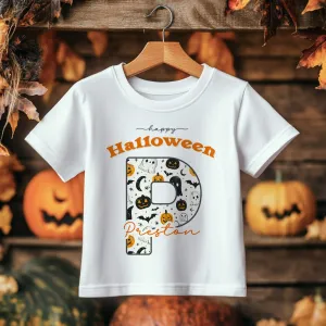 Halloween Pumpkin Ghosts Pattern Personalised Toddler & Kids T Shirt