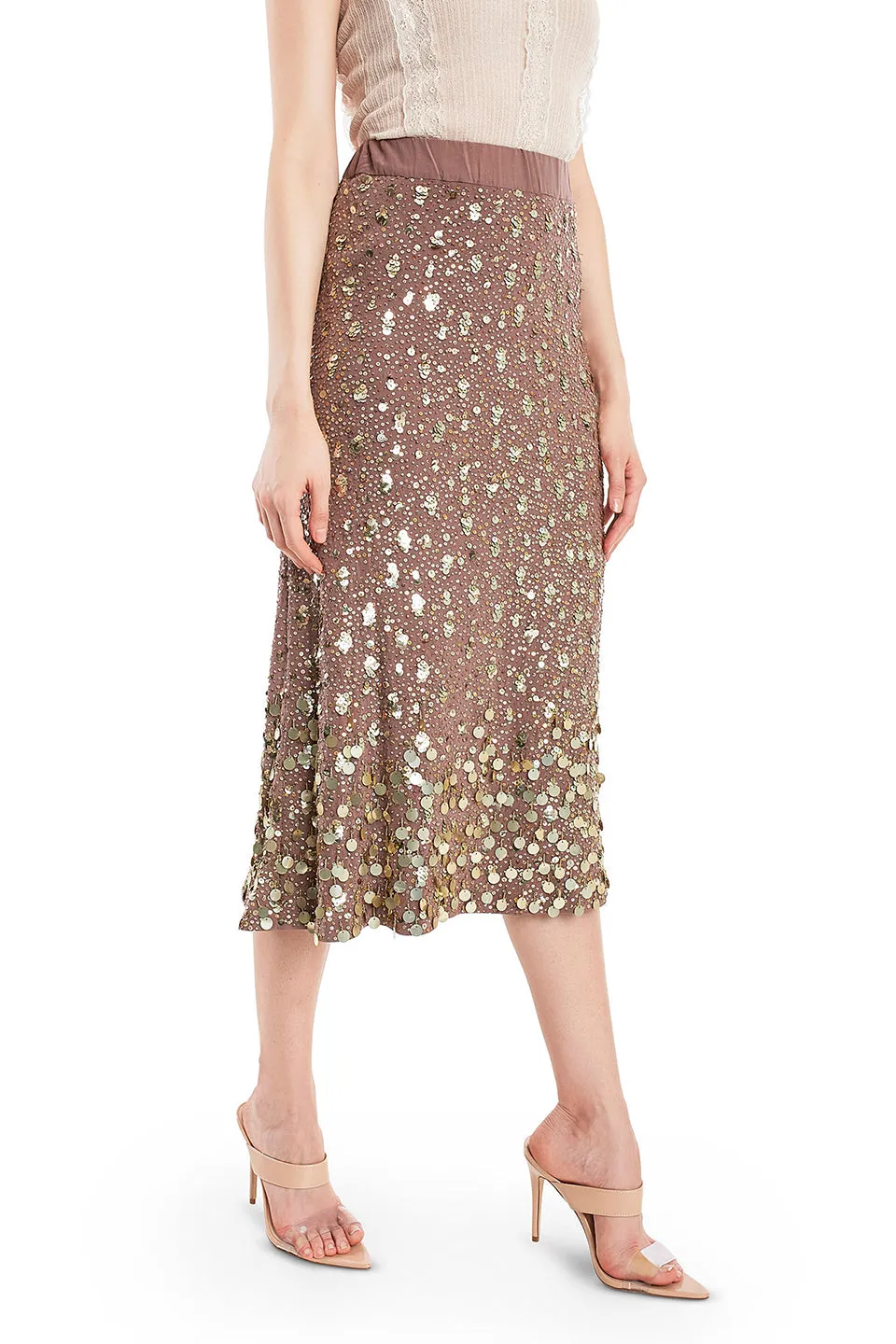 hand embroidered crepe sequin skirt
