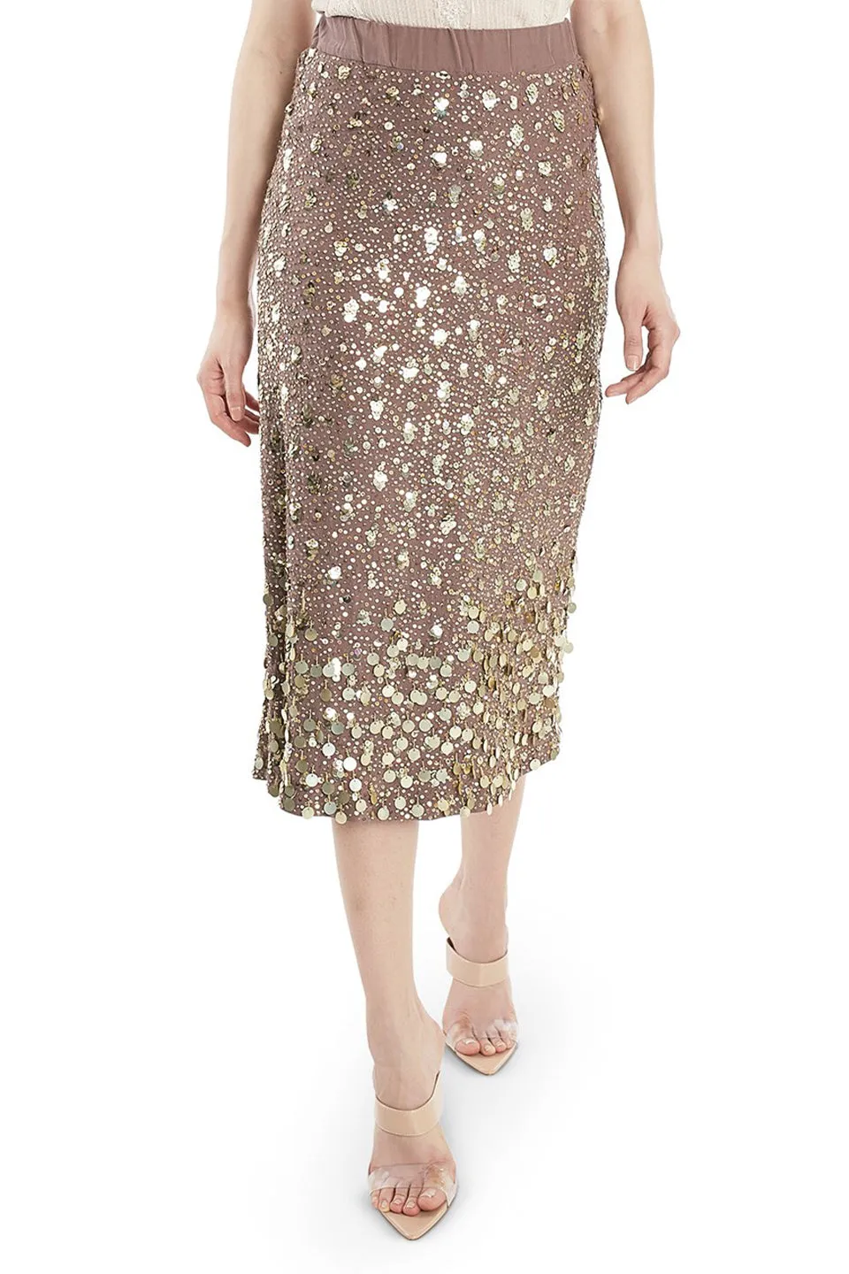 hand embroidered crepe sequin skirt
