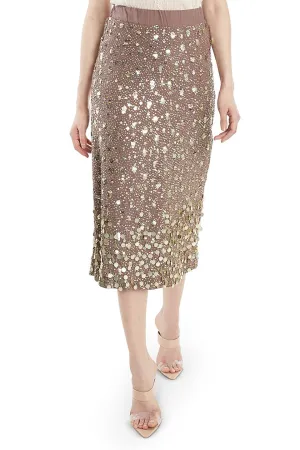 hand embroidered crepe sequin skirt