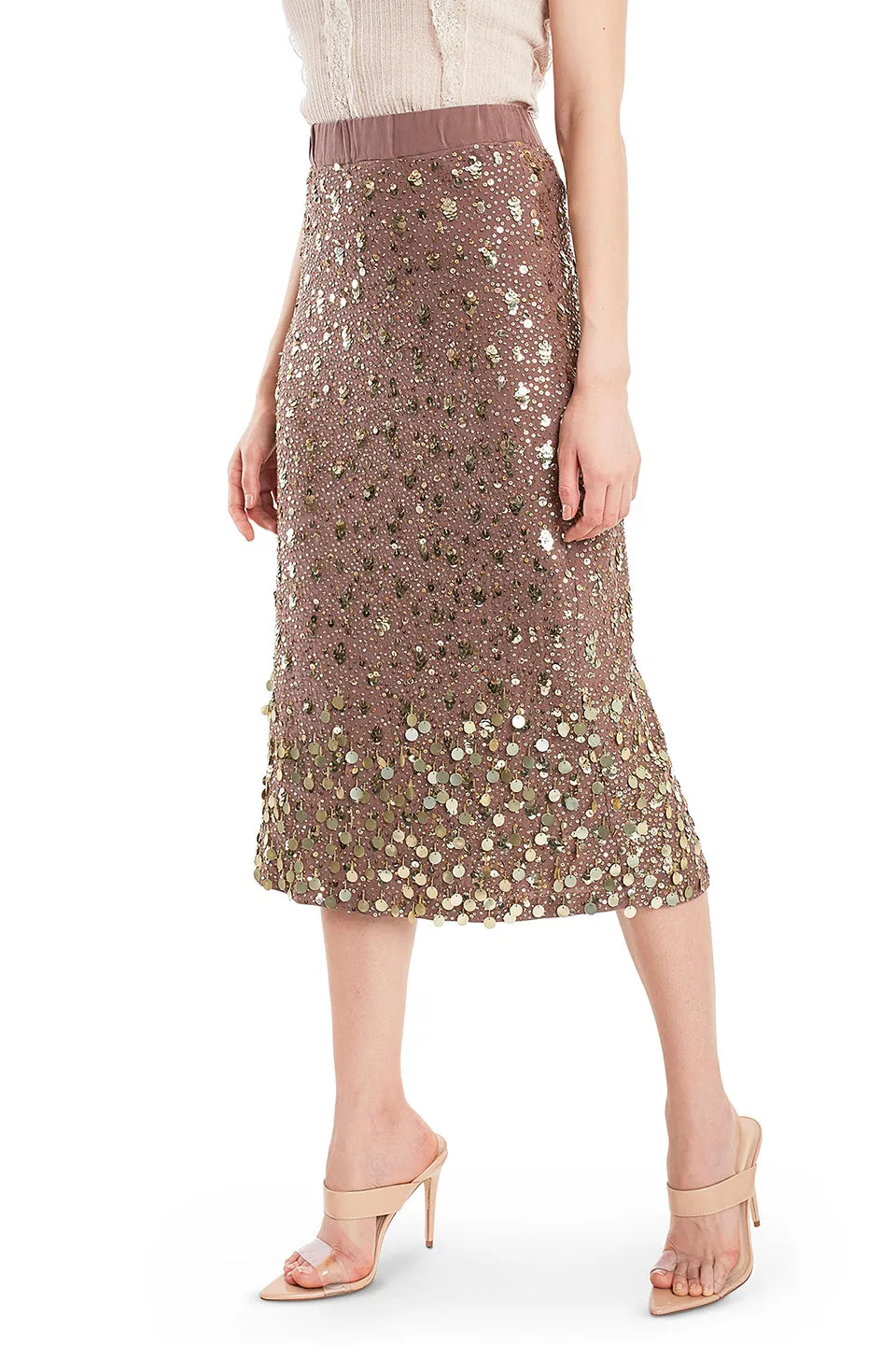 hand embroidered crepe sequin skirt