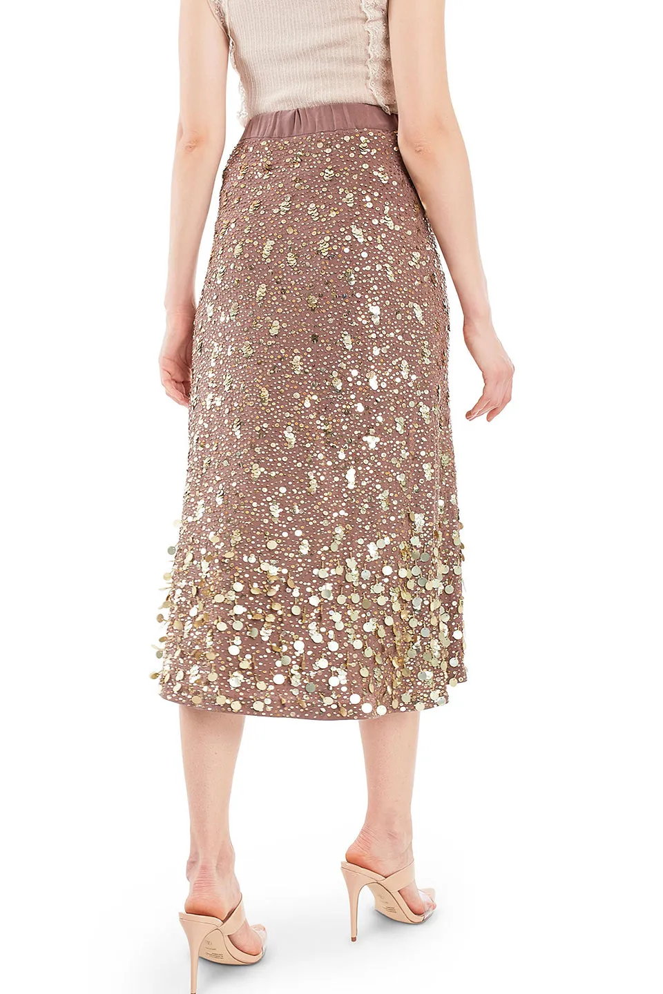 hand embroidered crepe sequin skirt