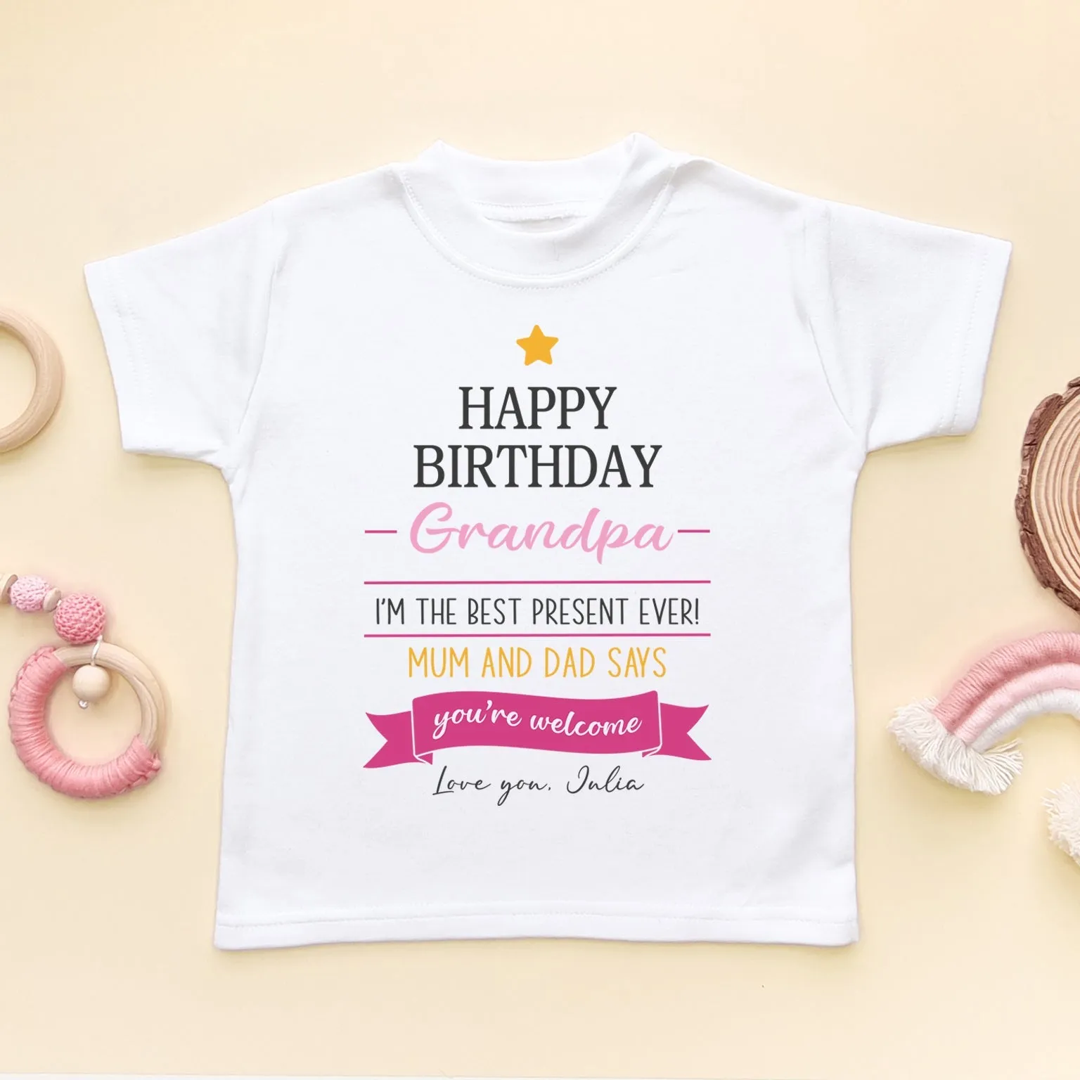 Happy Birthday Grandpa Quote (Girl) Personalised Toddler & Kids T Shirt