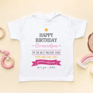 Happy Birthday Grandpa Quote (Girl) Personalised Toddler & Kids T Shirt