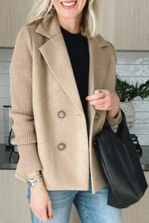 Harper | Button patchwork sleeves casual coat