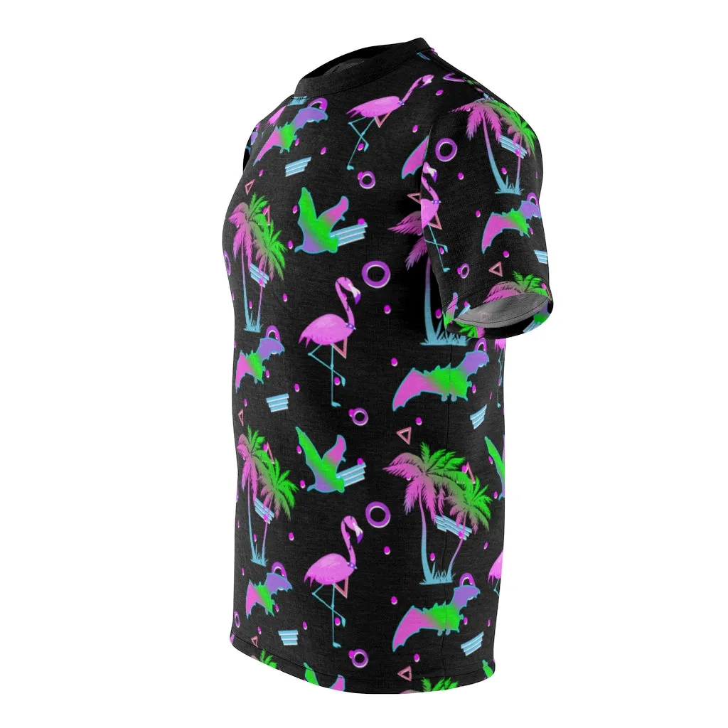 Hawaiian Bat Flamingo 90s Pattern Unisex AOP Cut & Sew Tee