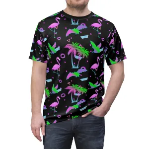 Hawaiian Bat Flamingo 90s Pattern Unisex AOP Cut & Sew Tee