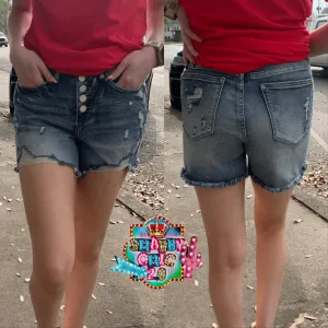 Hi Waist Buttonfly Distressed Judy Blue Shorts