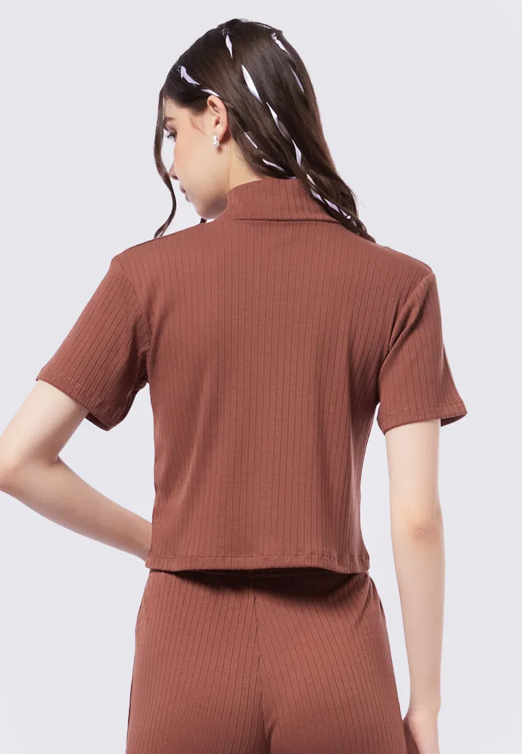 High Neck Short Sleeve Top