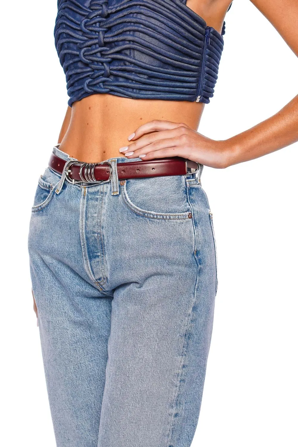 Hollyhock Bordeaux Smooth Leather Belt