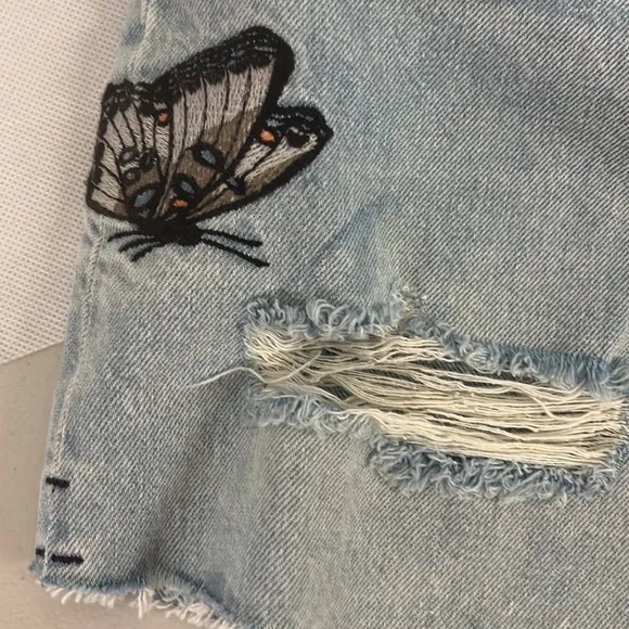 Hudson Denim Sade Embroidered Shorts Size 25 Butterfly Distressed Cut Off 29 8