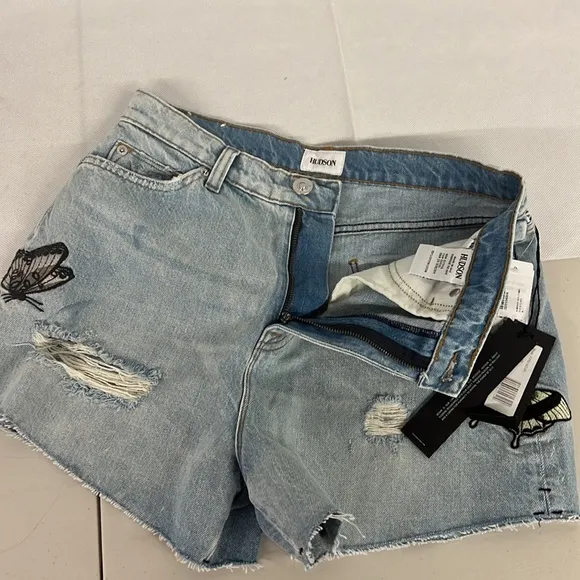 Hudson Denim Sade Embroidered Shorts Size 25 Butterfly Distressed Cut Off 29 8