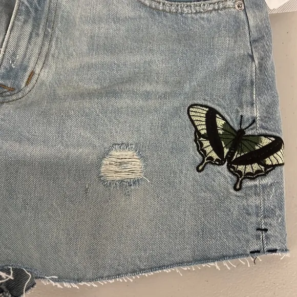 Hudson Denim Sade Embroidered Shorts Size 25 Butterfly Distressed Cut Off 29 8