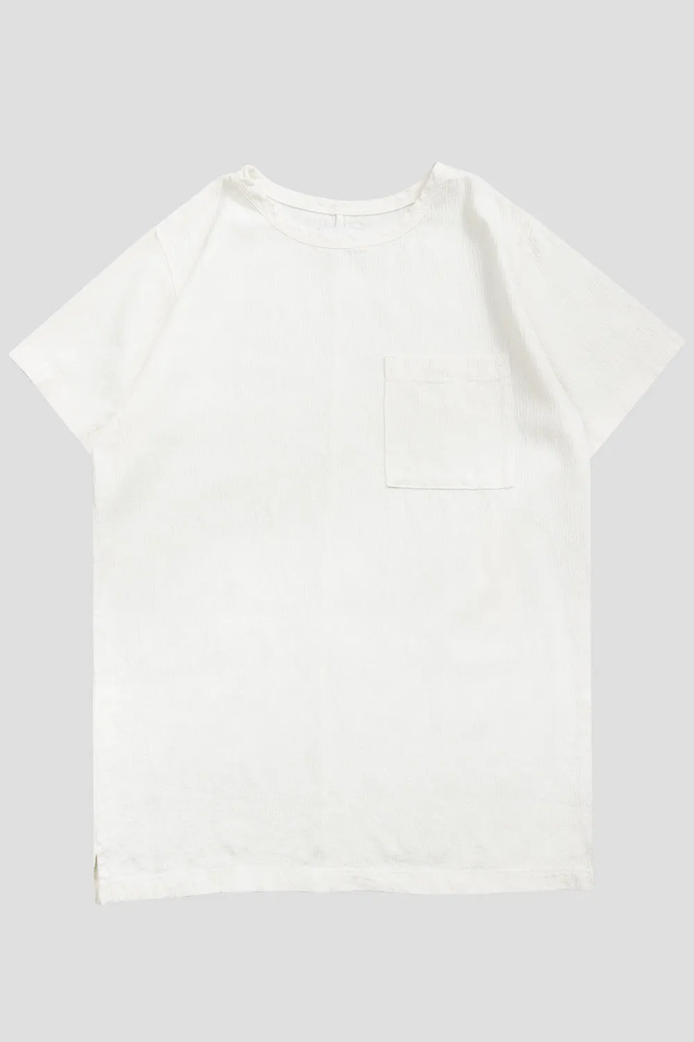 HYMNE TEXTURED WOVEN POCKET SS TSHIRT OFF WHITE