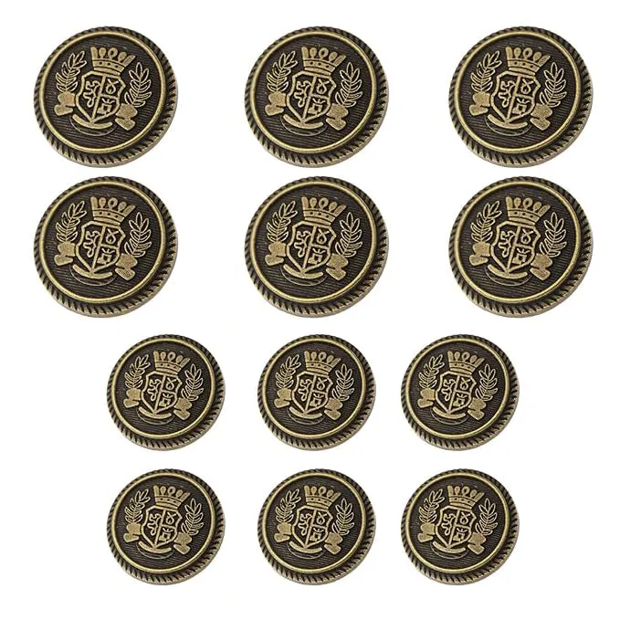 Imperial Gold Crest Metal Button (6 Big   6 Small)