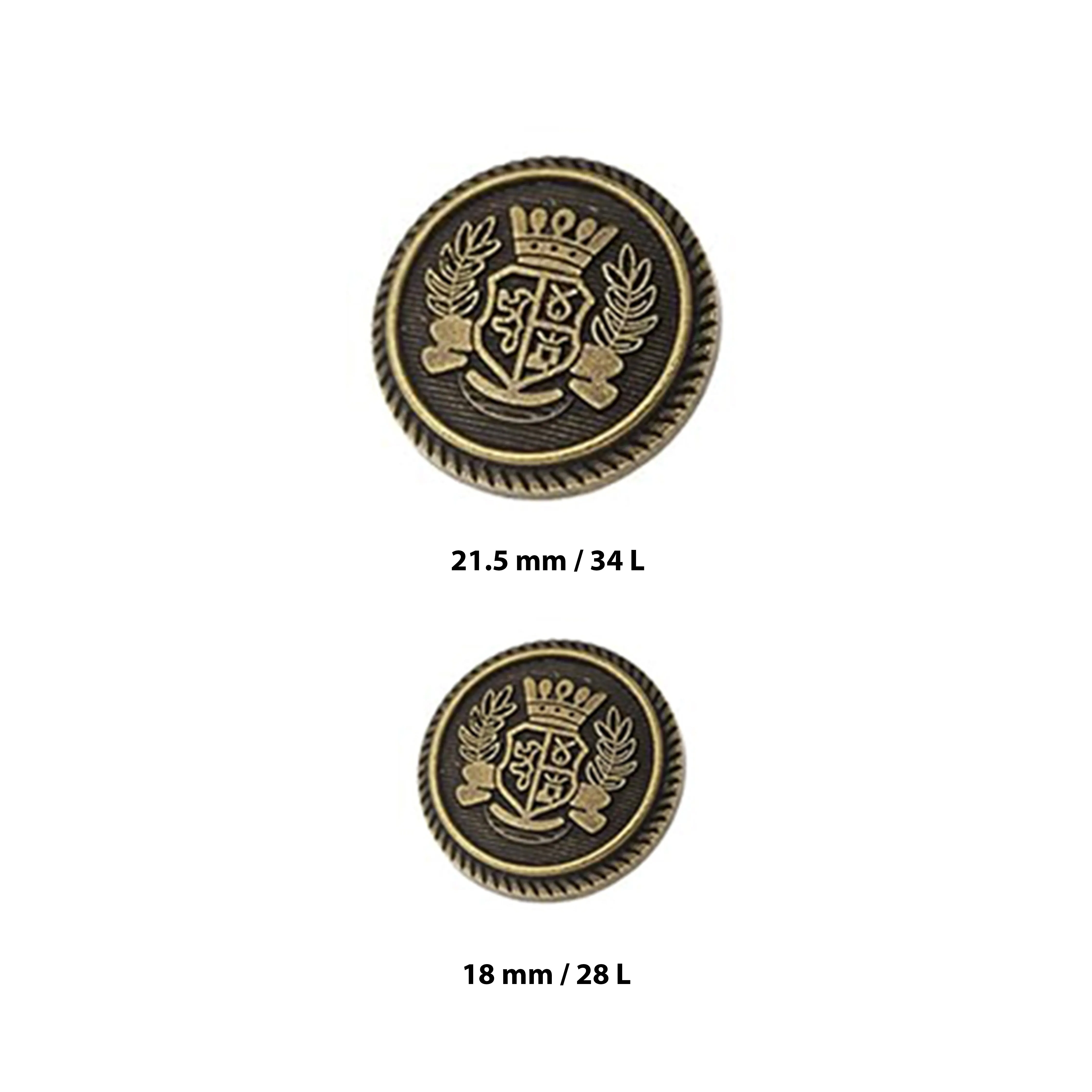 Imperial Gold Crest Metal Button (6 Big   6 Small)