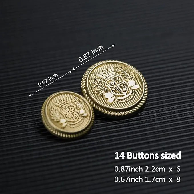 Imperial Gold Crest Metal Button (6 Big   6 Small)