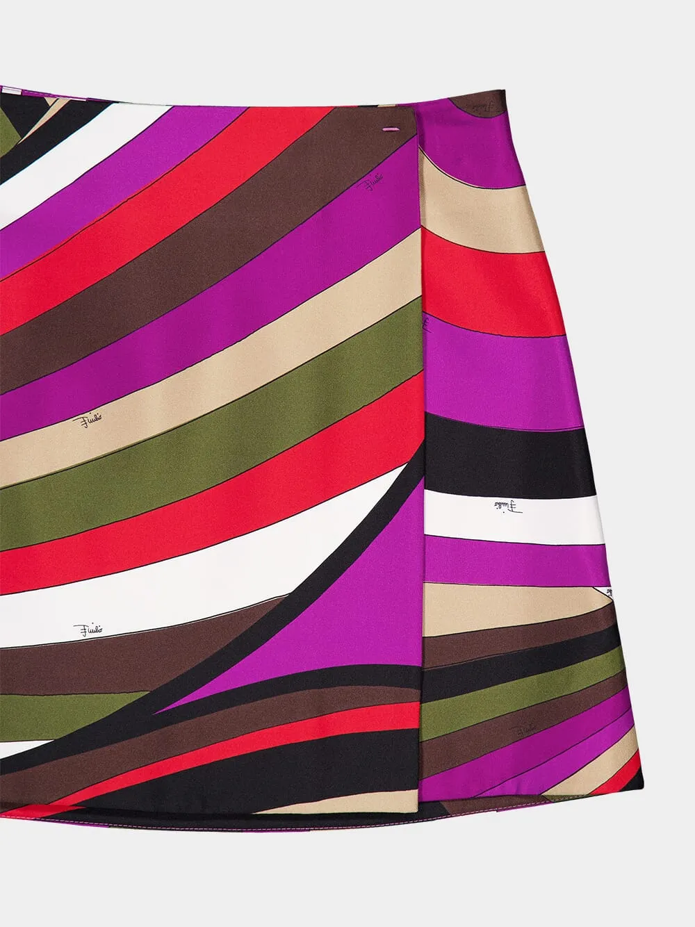 Iride-Print Silk-Twill Mini Skirt