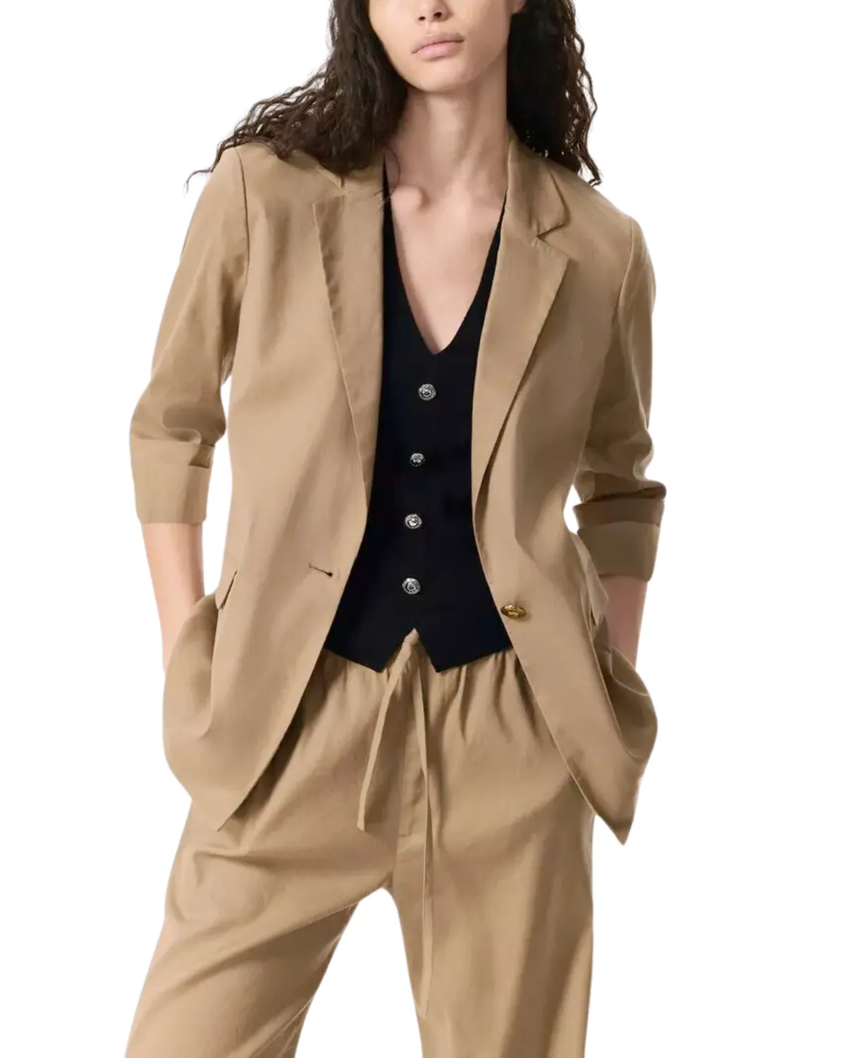 Jennie Linen Blazer (Muted Brown)