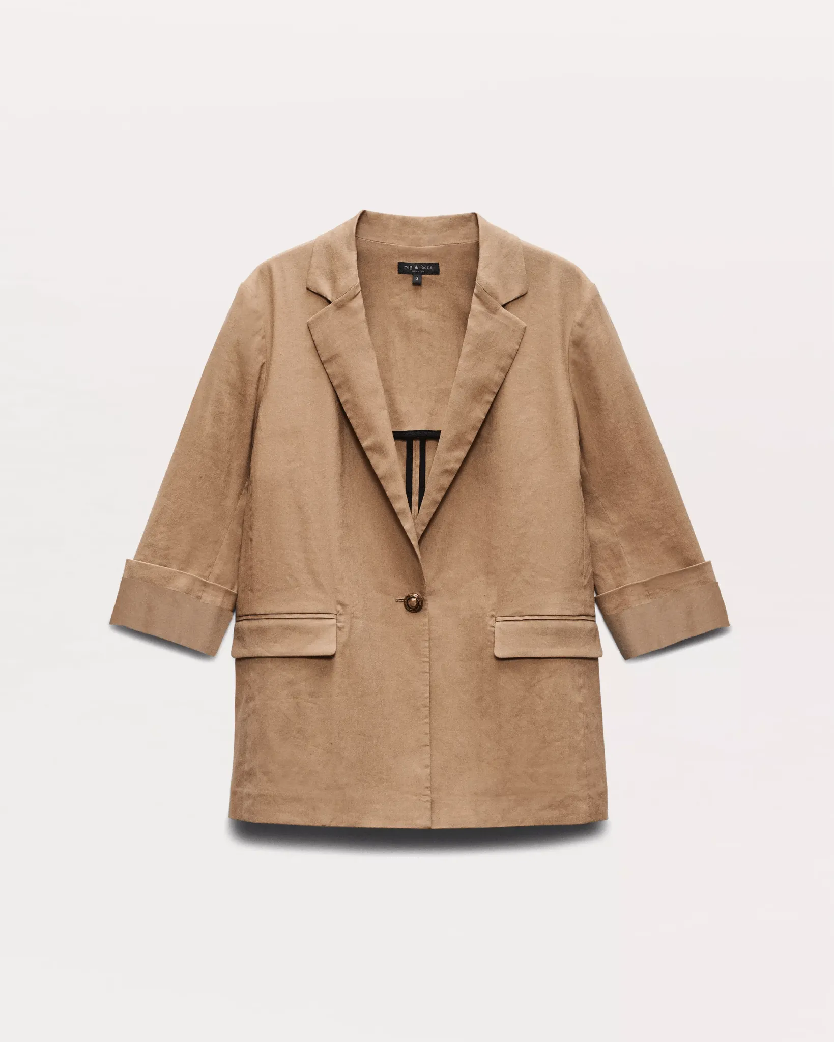 Jennie Linen-Blend Blazer in Muted Brown