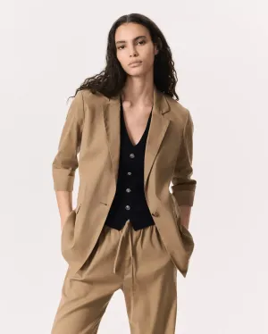 Jennie Linen-Blend Blazer in Muted Brown