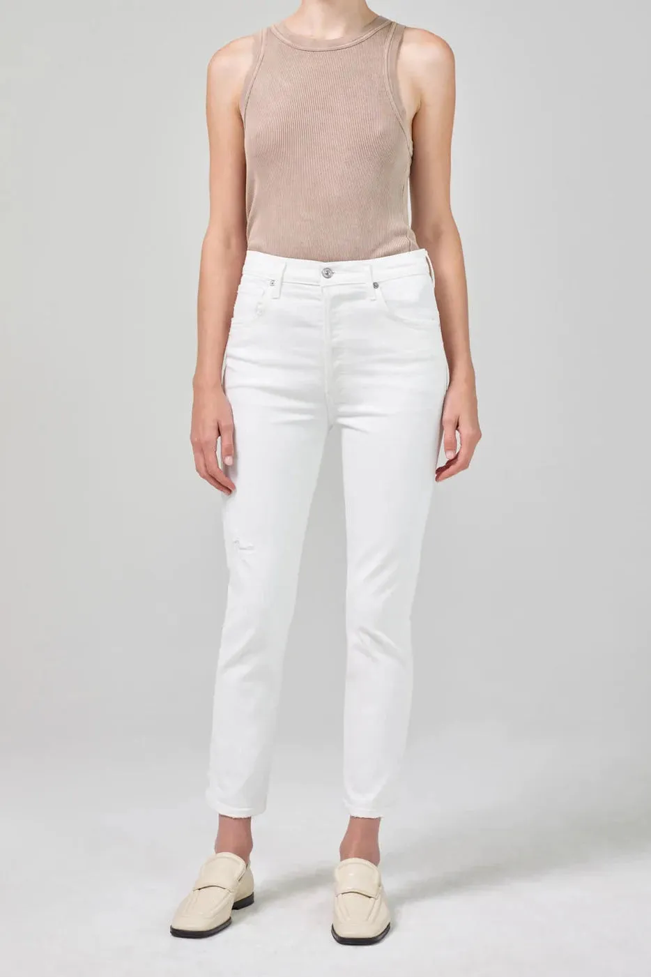 Jolene High Rise Vintage Slim in White Out
