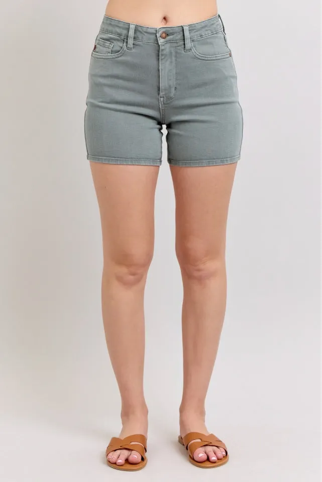Judy Blue HW Garment Dyed & Back Pocket Embroidery Shorts