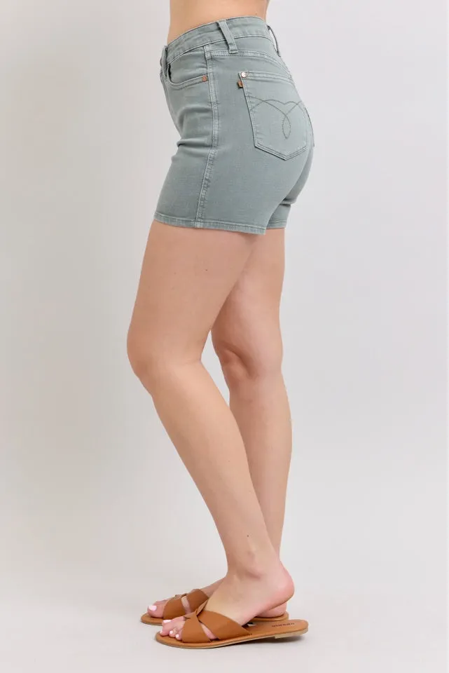 Judy Blue HW Garment Dyed & Back Pocket Embroidery Shorts