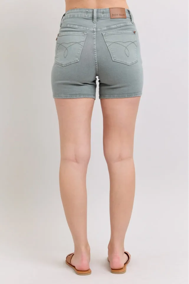 Judy Blue HW Garment Dyed & Back Pocket Embroidery Shorts