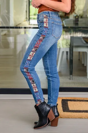 JUDY BLUE Rio Western Print Relaxed Jeans